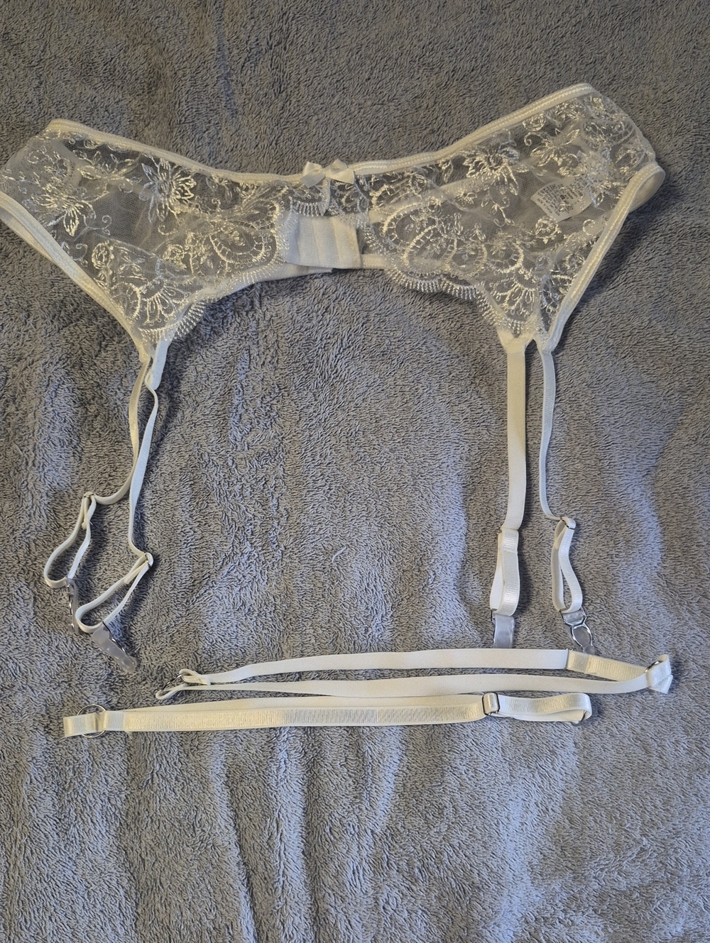 Sheer Lace Garter Belt - White